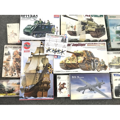 A Box Containing Various Model Kits. Including Airfix. Tamiya Etc. No ...