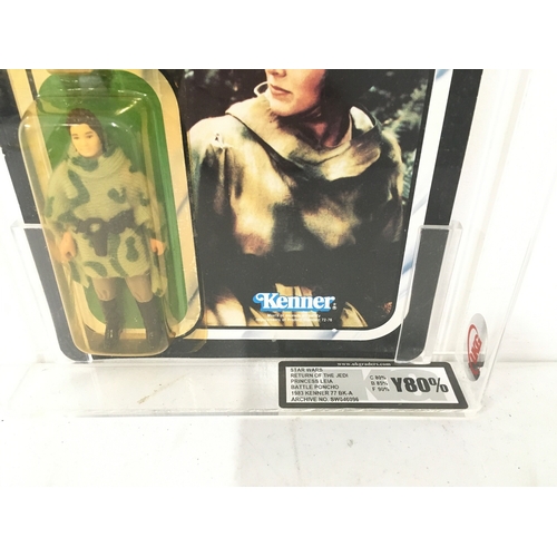 22 - A Vintage Star Wars Return Of The Jedi Princess Leia Organa Carded Figure 77 Bk. Graded Y80 And In A... 