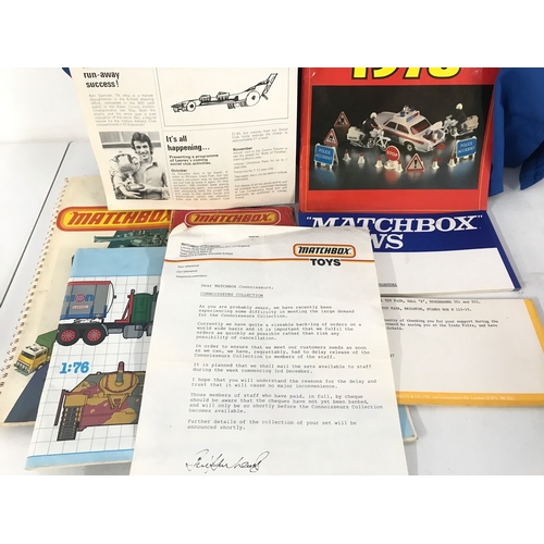 3 - A Matchbox Workwear Lab Coat. Matchbox Catalogs. Staff Letter. Staff Magazine.. etc. No Reserve.