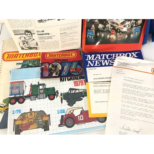 3 - A Matchbox Workwear Lab Coat. Matchbox Catalogs. Staff Letter. Staff Magazine.. etc. No Reserve.