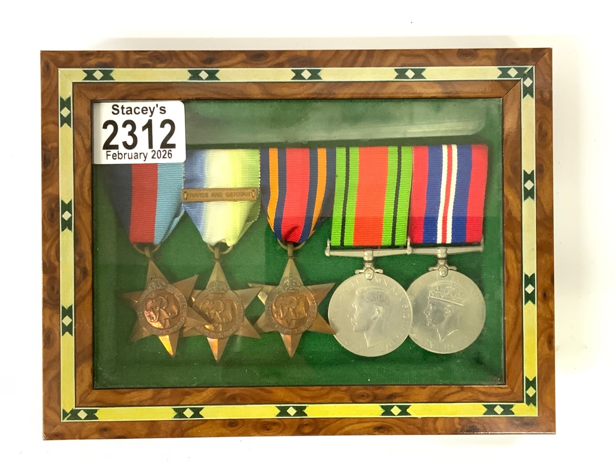 A framed set of WW2 medals.
