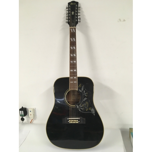 1050 - An Ibanez E684 12 string acoustic guitar and stand (2). No case.
