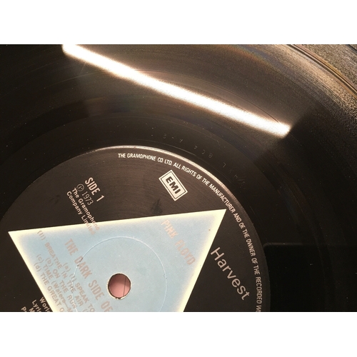 3 - A first UK solid blue triangle label pressing of Pink Floyd's Dark Side Of The Moon LP. Complete wit... 