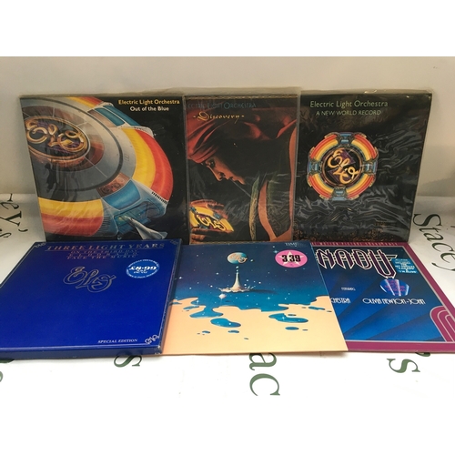 341 - Two bags containing ELO and 10CC LPs comprising Out Of The Blue, Discovery, Consequences and others.