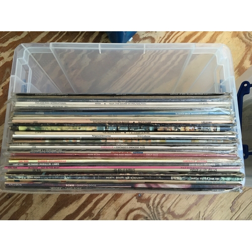 342 - Two boxes of LPs by various artists including David Bowie, The Who, Patti Smith and others.