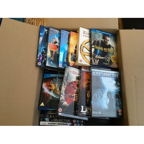 344 - Four boxes of DVDs and BluRays.