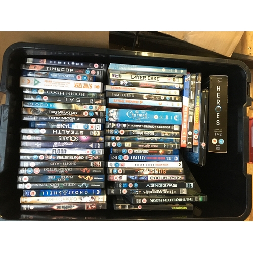 344 - Four boxes of DVDs and BluRays.