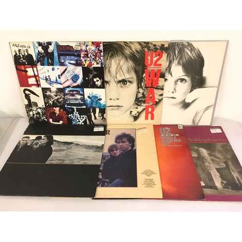 358 - Seven U2 LPs comprising War, Achtung Baby, October and others.