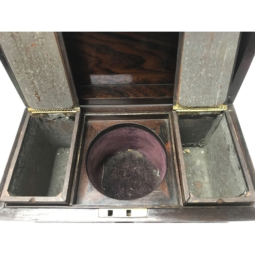 844 - A rosewood tea caddy. 32cm wide, 20cm tall 17cm deep