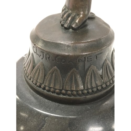 A bronze figure of a dancing nude woman signed Colinet (CL.jr Colinet ...