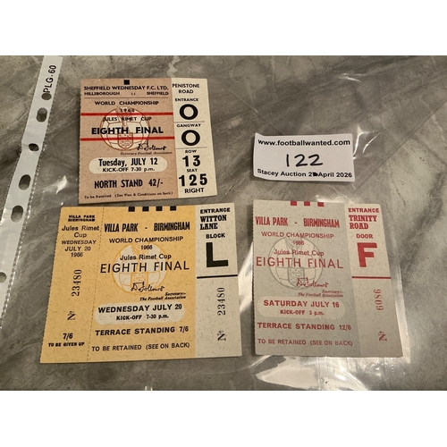 122 - West Germany 1966 World Cup Football Tickets: Matches v Switzerland and Argentina plus an unused tic... 