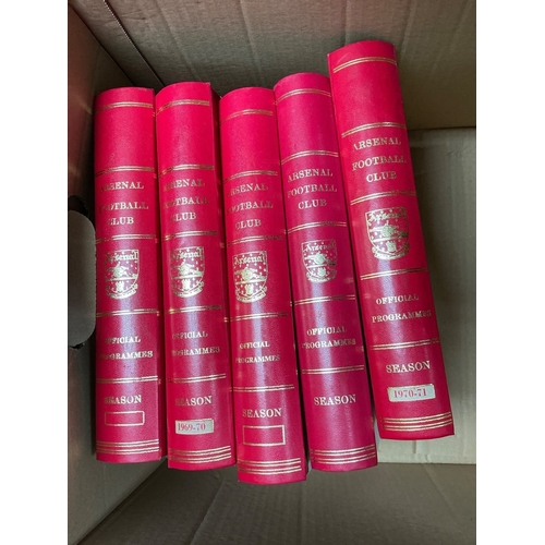 129 - Arsenal Football Programmes+ Binders: Possible complete seasons of home programmes with official bin... 