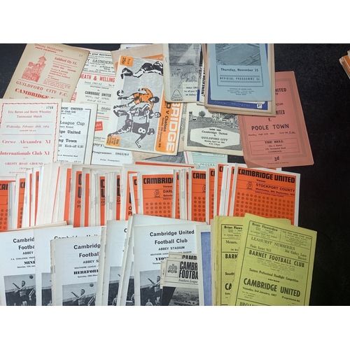 134 - Cambridge United Football Programmes: Mainly homes with around 50 from the 60s decade with a further... 