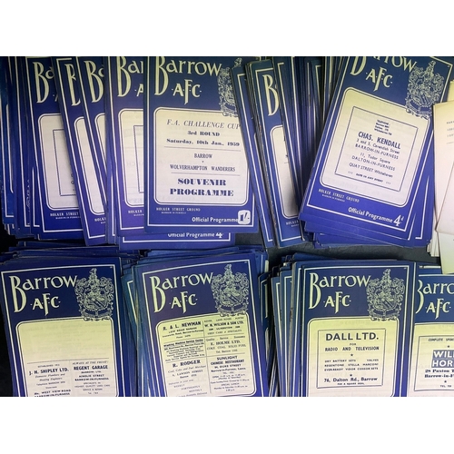 143 - Barrow Home Football Programmes: 92 from the mid to late 50s with a further 200 spanning the 60s dec... 