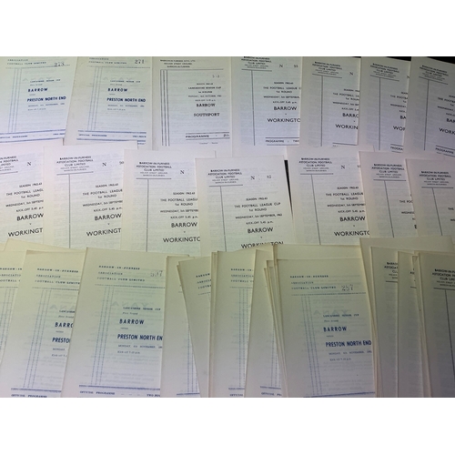 143 - Barrow Home Football Programmes: 92 from the mid to late 50s with a further 200 spanning the 60s dec... 