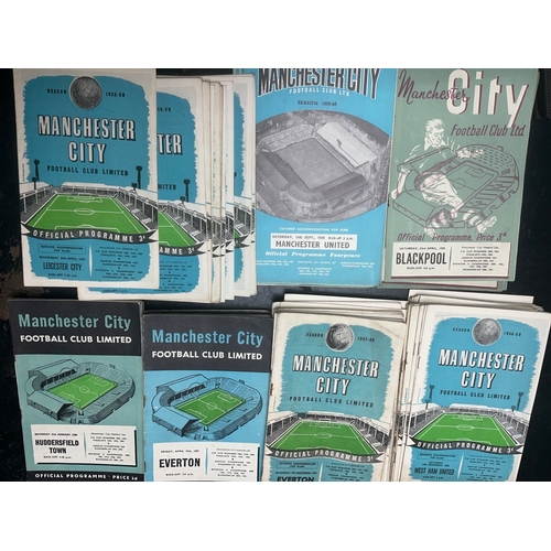 148 - Manchester City Home Football Programmes: from 54/55 to 59/60 there are 159. Nearly 300 spanning the... 