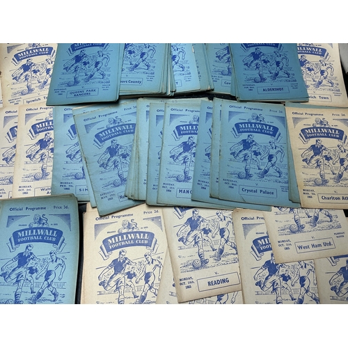155 - Millwall Home Football Programmes: 34 x 54/55 including Charlton Kent Cup final, 50 x 55/56 includin... 