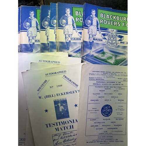 164 - Blackburn Rovers Home Football Programmes: Includes 55/56 Doncaster 56/57 Notts County 57/58 Lincoln... 