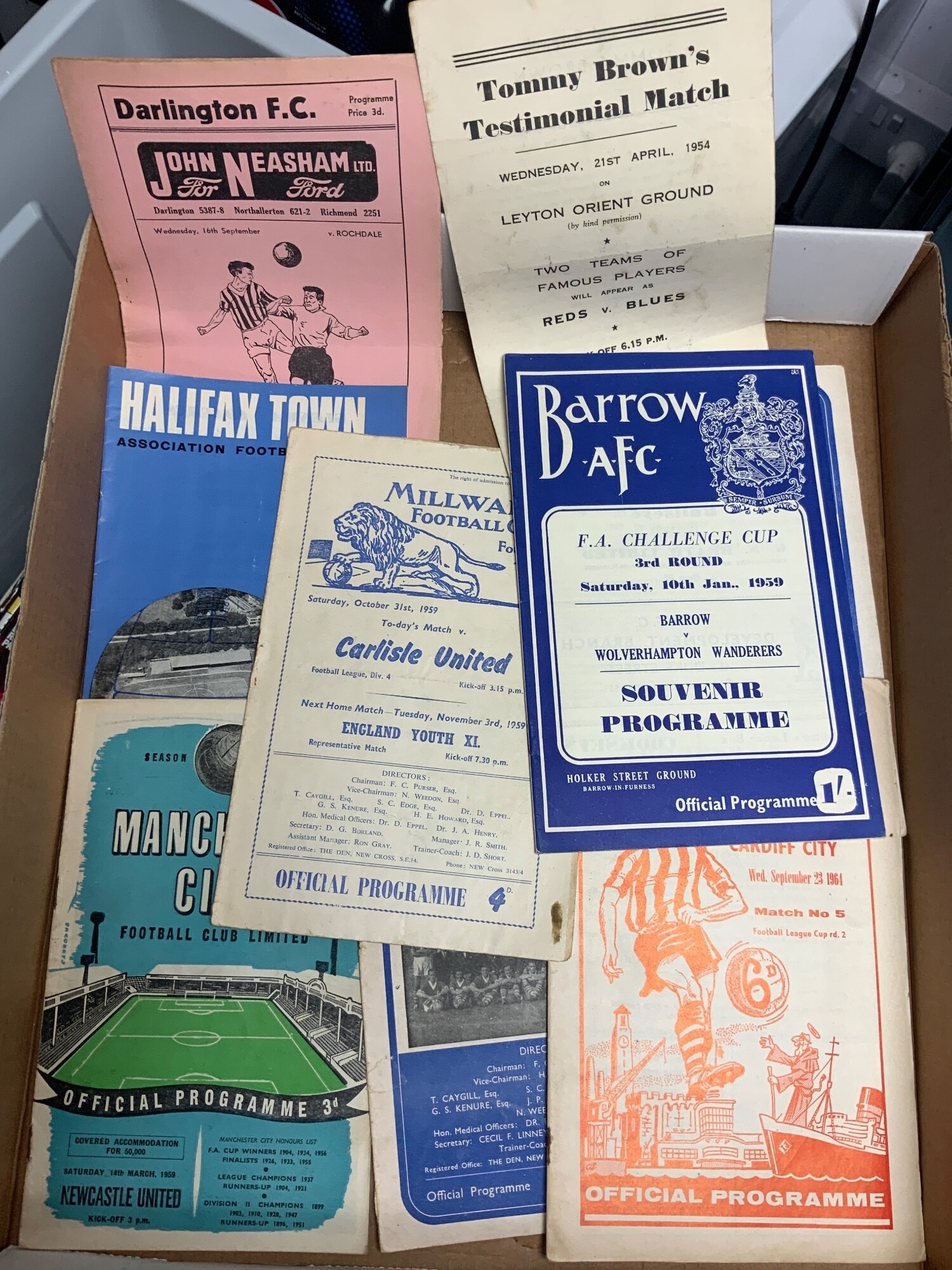 Football Programme Boxes: Large quantity of mixed teams and eras in ...