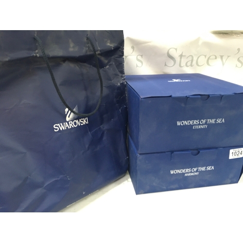 1024 - Swarovski crystal glass two boxed wonders of the sea figure groups Harmony and Eternity , also inclu... 