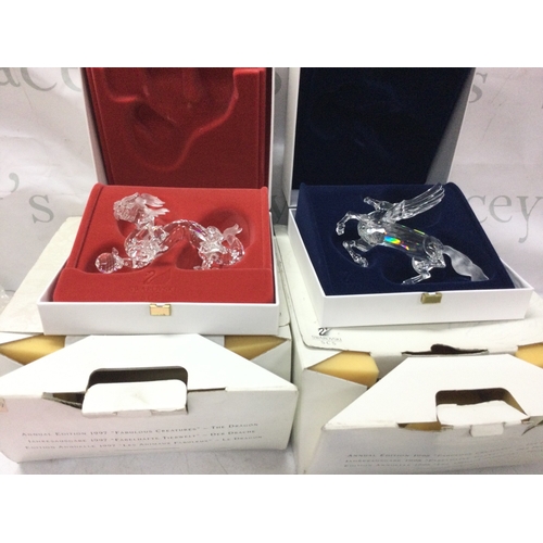 1102 - Two boxed Swarovski figures, The Dragon 1997 and Fabulous Creatures The Pegasus 1998. No reserve