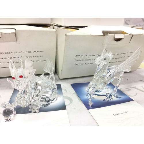 1102 - Two boxed Swarovski figures, The Dragon 1997 and Fabulous Creatures The Pegasus 1998. No reserve