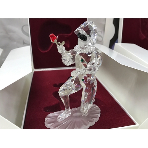 1106 - Three boxed Swarovski crystal glass masquerade figures. No obvious damage or restoration