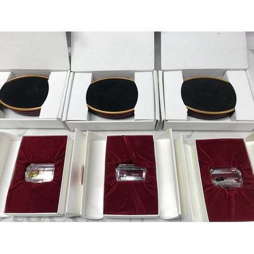 1106 - Three boxed Swarovski crystal glass masquerade figures. No obvious damage or restoration