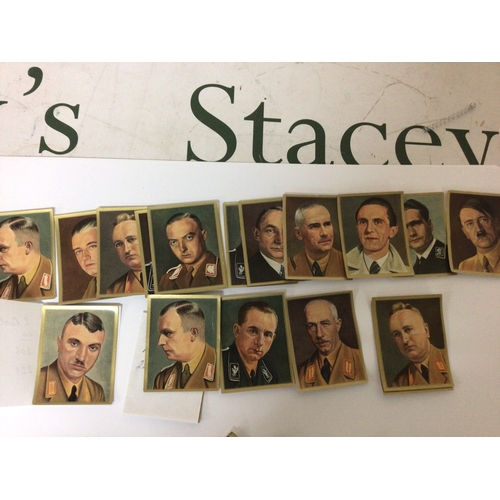 604 - A Collection of German Third Reich original colour ALVA cigarette cards including SA members who whe... 