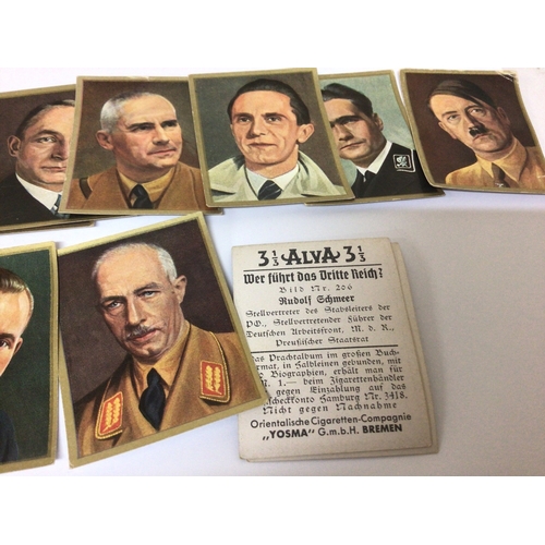 604 - A Collection of German Third Reich original colour ALVA cigarette cards including SA members who whe... 