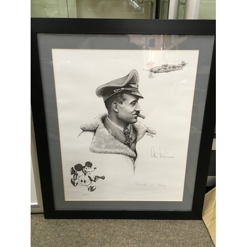 613 - A limited edition Adolf Galland signed print by Donna J. Neary 184/500. Frame Dimensions 53x62cm