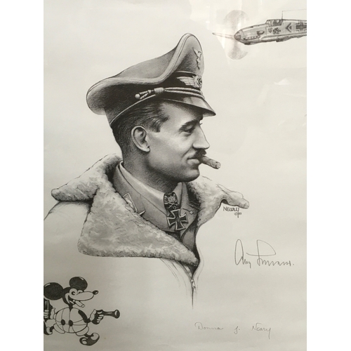 613 - A limited edition Adolf Galland signed print by Donna J. Neary 184/500. Frame Dimensions 53x62cm