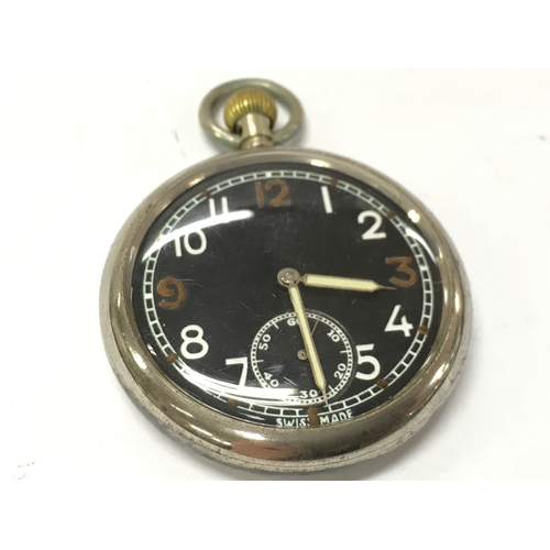 621 - A German Protek 1940s military pocket watch, seen working