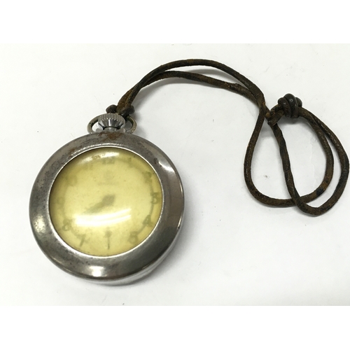 622 - A 1940s Military issue Services pocket watch in a carry necklace case