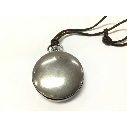 622 - A 1940s Military issue Services pocket watch in a carry necklace case