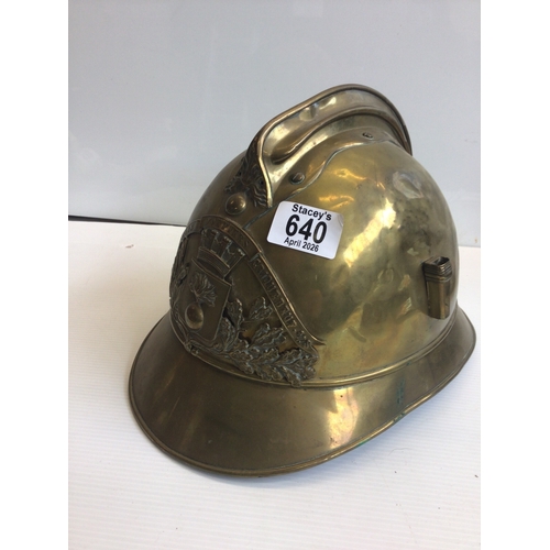 640 - A Brass late 19th Century French Sapeurs Pompiers FiremanÕs Helmet