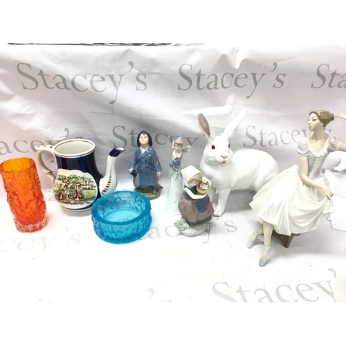 1271 - A Collection of ceramics including Lladro figures, Royal Copenhagen figure, 19th century teapot. No ... 