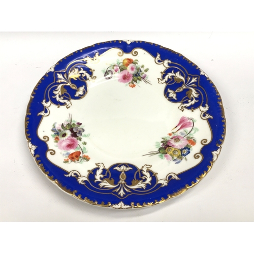 1308 - A late 19th century Copeland and Garrett cobalt blue floral dish. 24cm wide