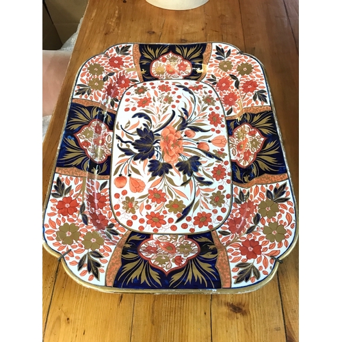 1311 - A large Victorian derby pattern Imari Meat plate. 53x40cm