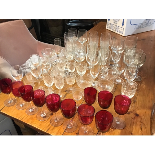 1313 - A collection of cranberry glass and other glass