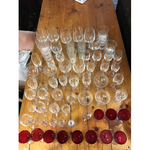 1313 - A collection of cranberry glass and other glass