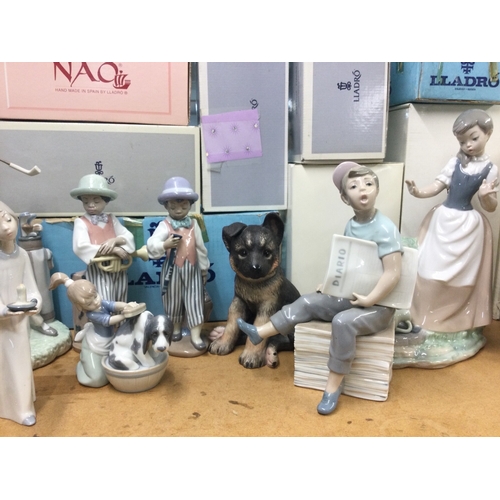 1317 - A collection of boxed Lladro and Nao figures and a Lenox German shepherd dog work (10)