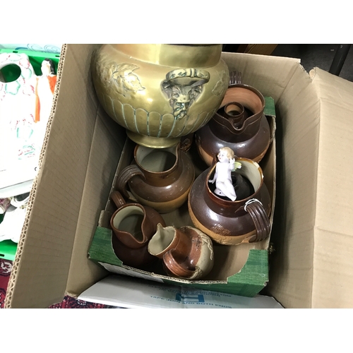 1279 - A collection of ceramics including stoneware jugs, two small swords, erotica figure, oil can with pa... 