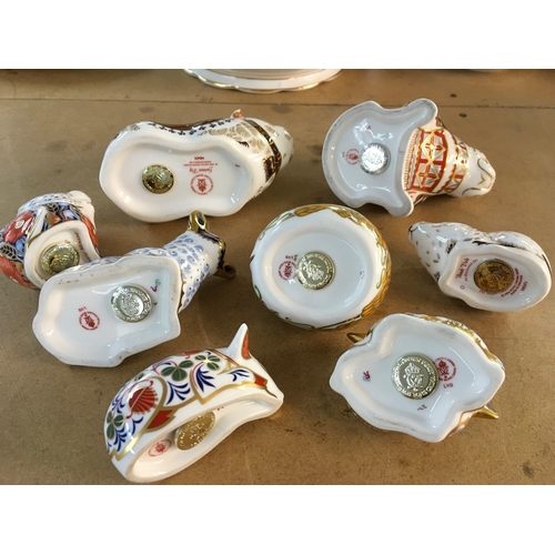 1295 - Eight Royal Crown Derby paperweights in the form of animals including Bull Dog, Hamster, Piglet, lam... 