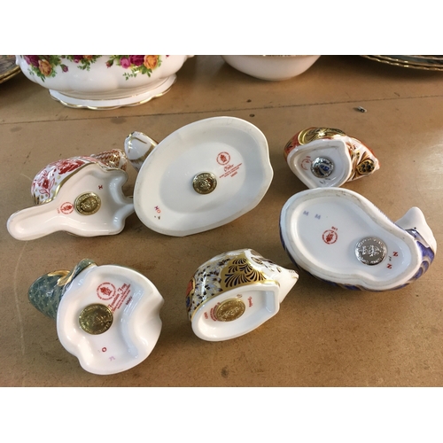 1297 - Six Royal Crown Derby paperweights in the form of woodland animals including Beaver, Squirrel, otter... 