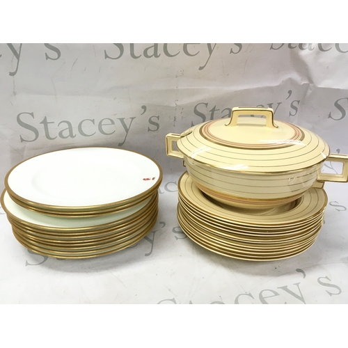 1001 - An Art Deco part dinner service, Wedgwood white glazed bowls and plates NO RESERVE