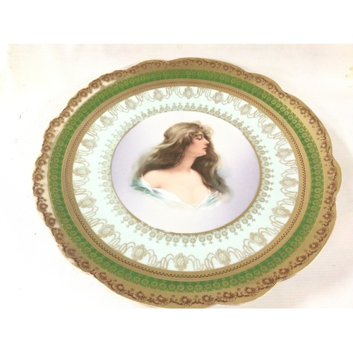 1129 - A Vienna style plate signed M&Z (Moritz Zdekauer) Austria. 32cm wide