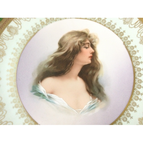 1129 - A Vienna style plate signed M&Z (Moritz Zdekauer) Austria. 32cm wide