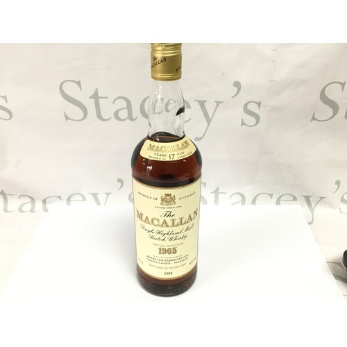 851 - Bottle of Macallan 1965 17 year old whisky. Bottling in 1983.75cl sealed with good level.