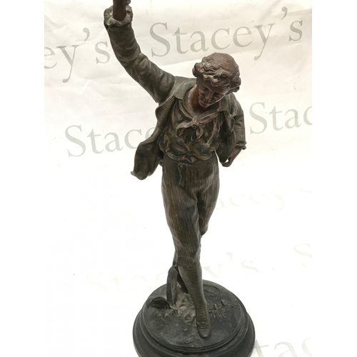 862 - A late 19th century spelter dancing figure, 51cm tall- NO RESERVE